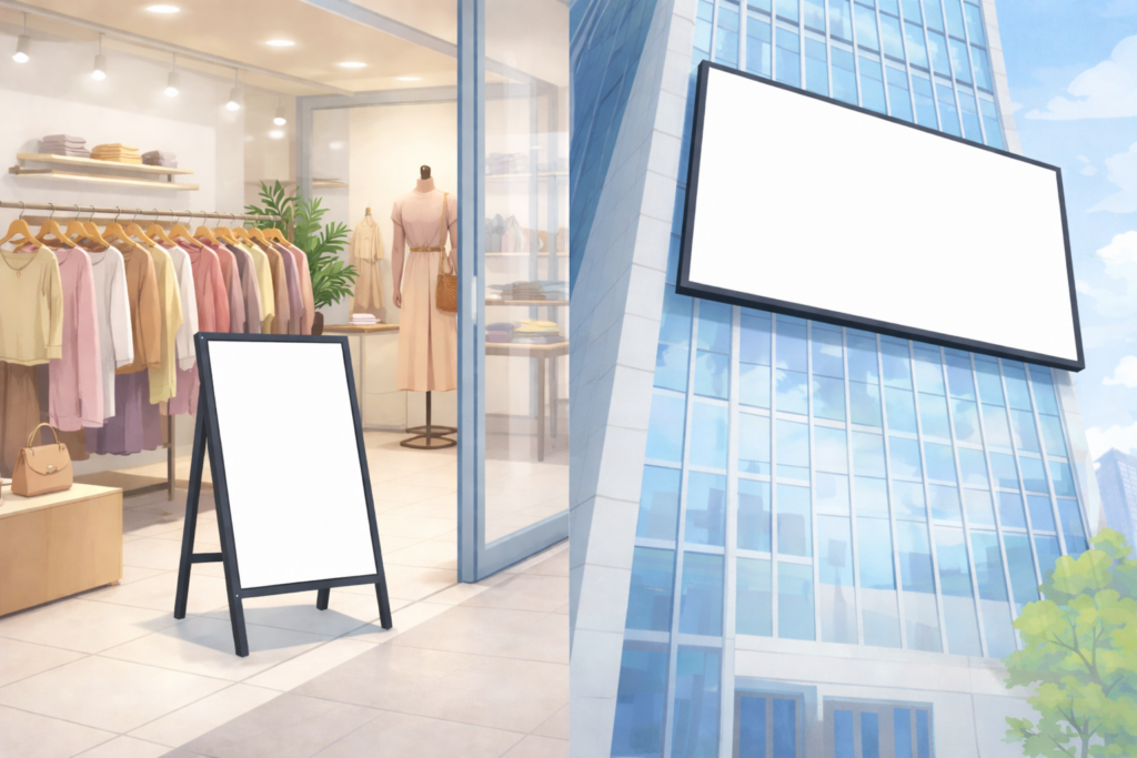 alt="札幌市で使われるデジタルサイネージの主な種類"